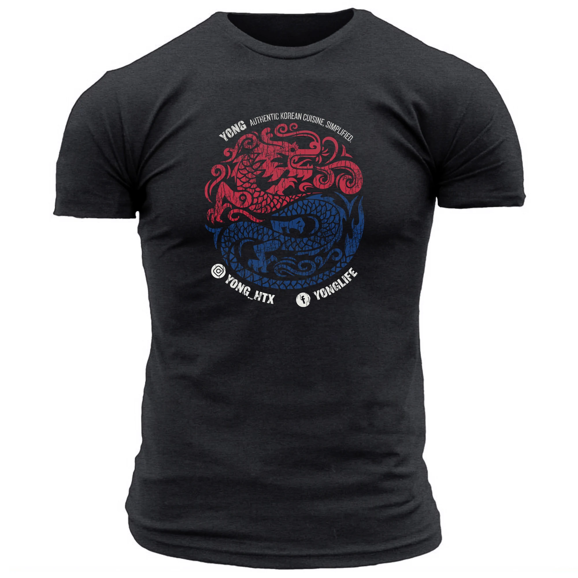 YONG branded t-shirt with distressed dragon medallion print