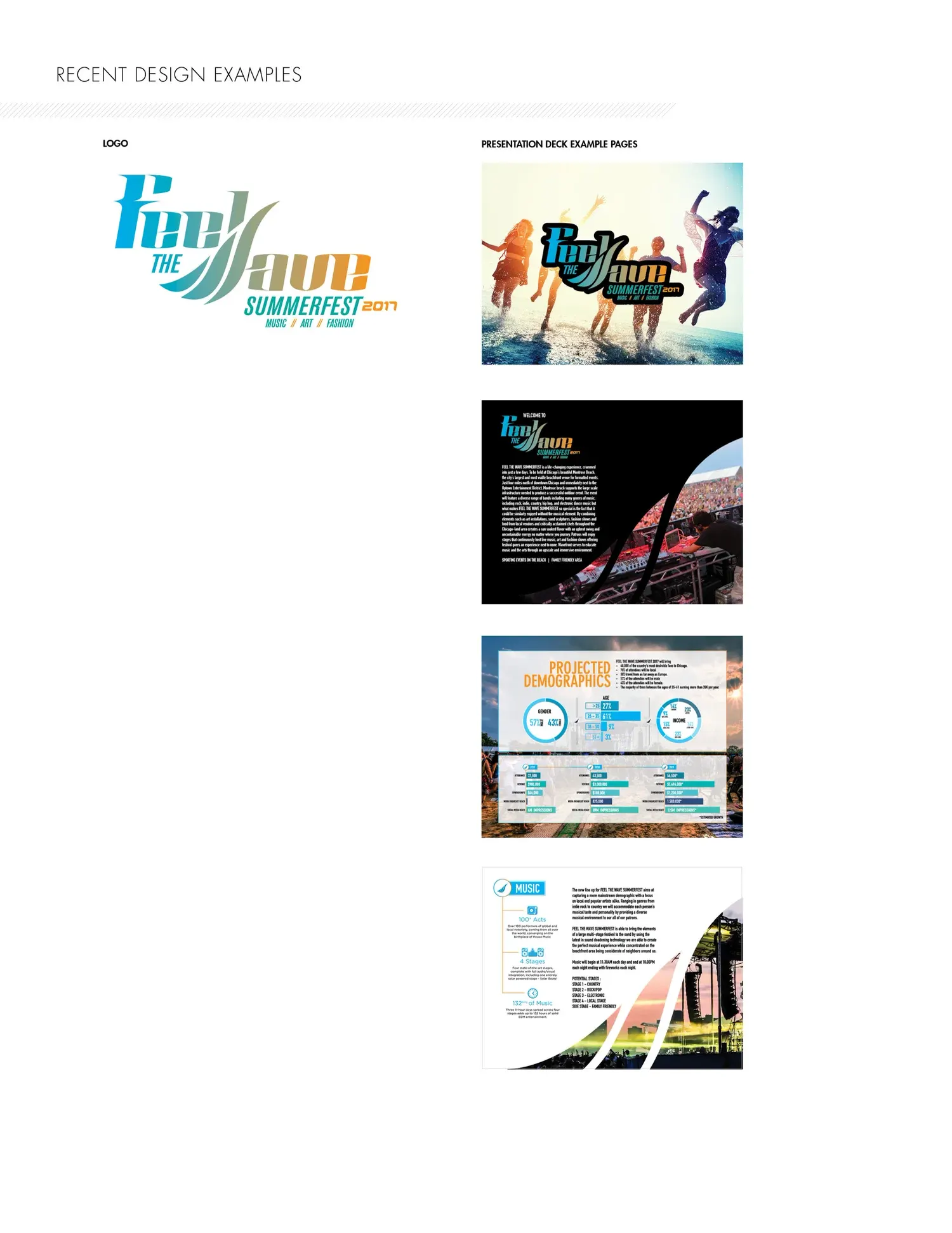 Feel the Wave Summerfest 2017 case study board showing event branding and presentation deck design