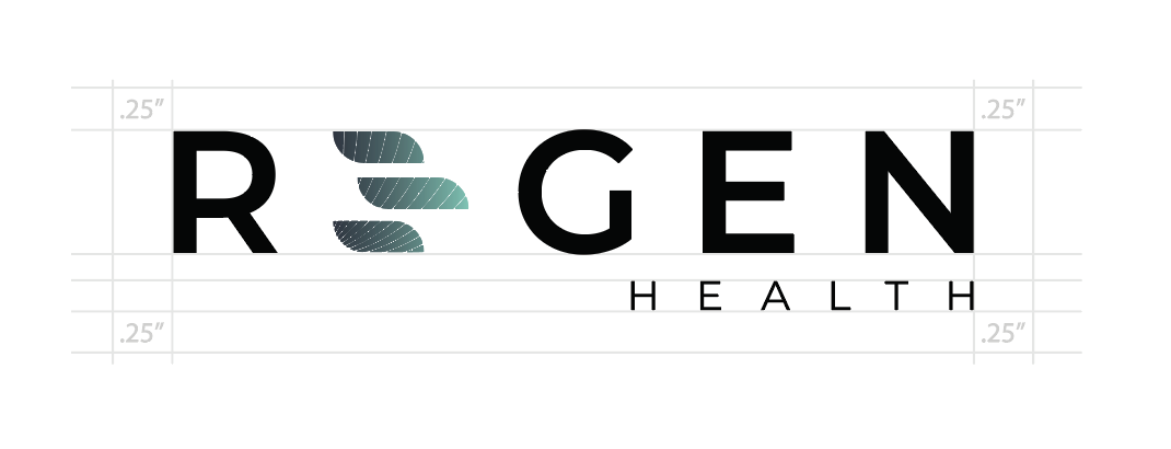 R3Gen Health horizontal logo lockup with spacing markers